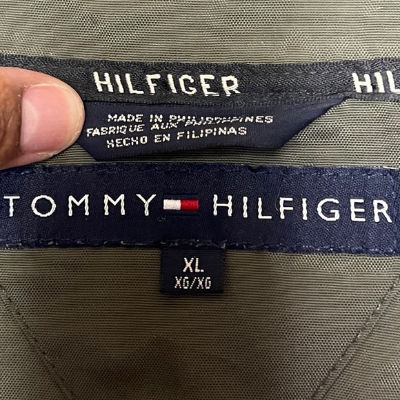 Tommy Hilfiger Military Field Jacket XL Olive Green Collared Vintage Utility - Picture 9 of 16